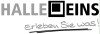 Halle EINS Logo mit Slogan Grauwerte jpg